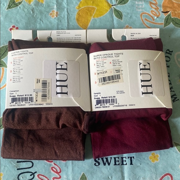 HUE Brown and Red Tights Comfortable and Stylish Size 1 - Picture 2 of 3